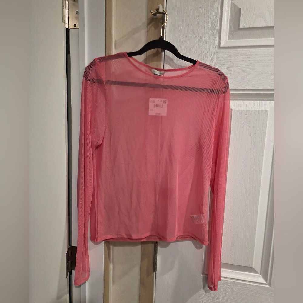 American Eagle Sheer Pink Long Sleeve Top